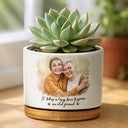 Gift For Bestie,Old Best friends,Happy - Custom Photo Watercolor Painting A True Friendship Is A Journey Without An End - Personalized Ceramic Plant Pot