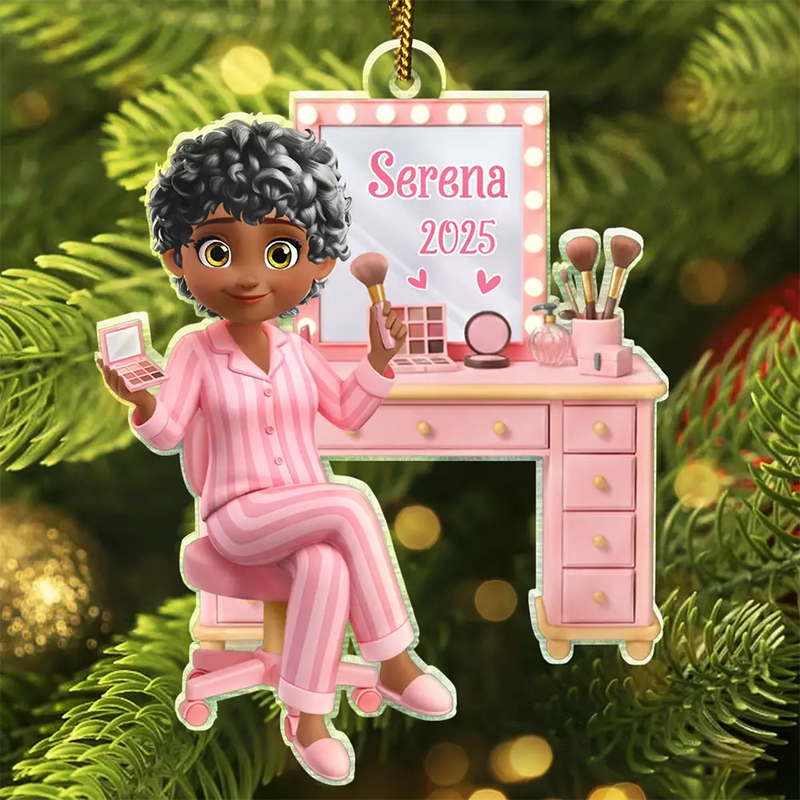 Gift For Women, Happy, Christmas - Makeup Girl Beauty 3D Effect - Personalized Custom Shaped Acrylic Ornament