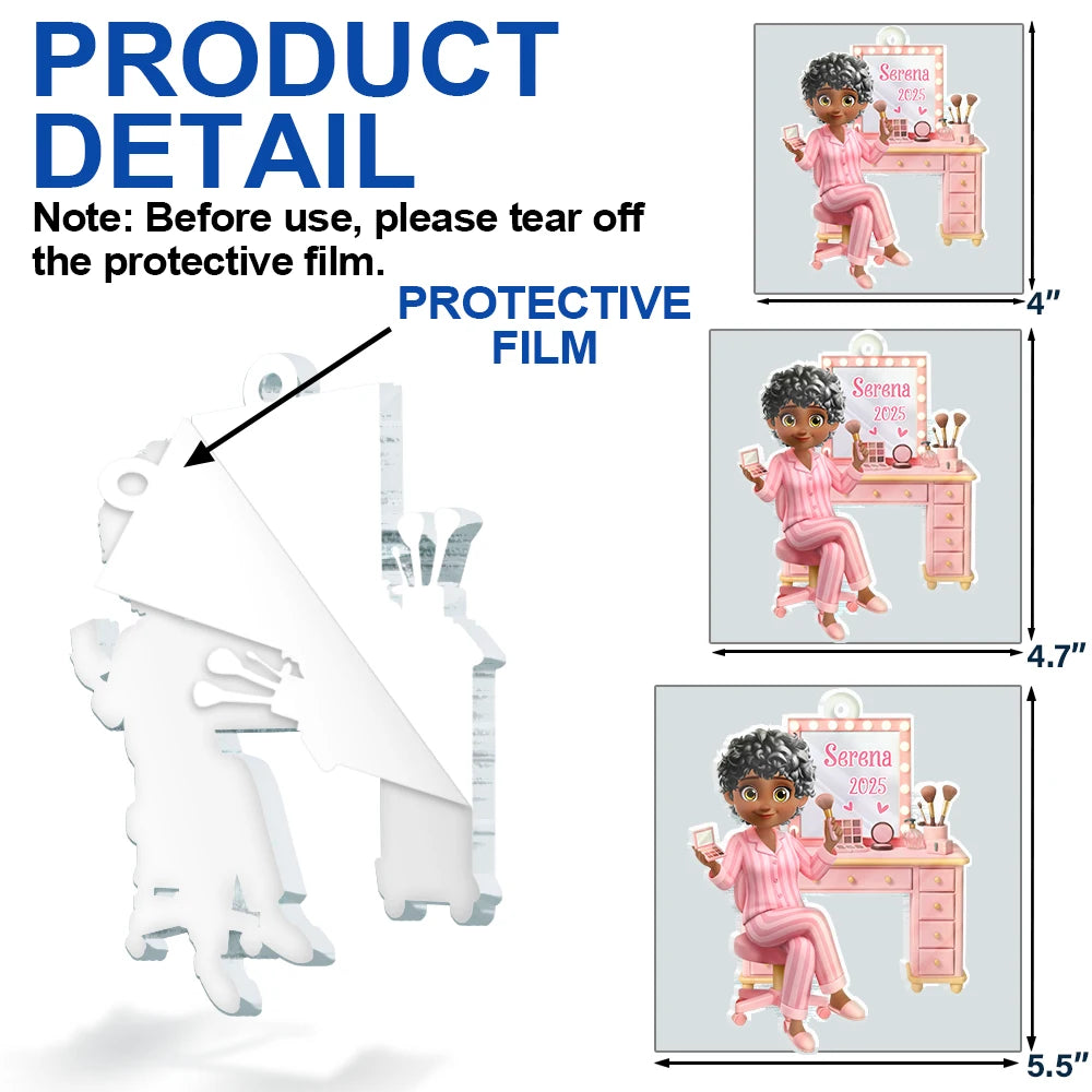 Gift For Women, Happy, Christmas - Makeup Girl Beauty 3D Effect - Personalized Custom Shaped Acrylic Ornament