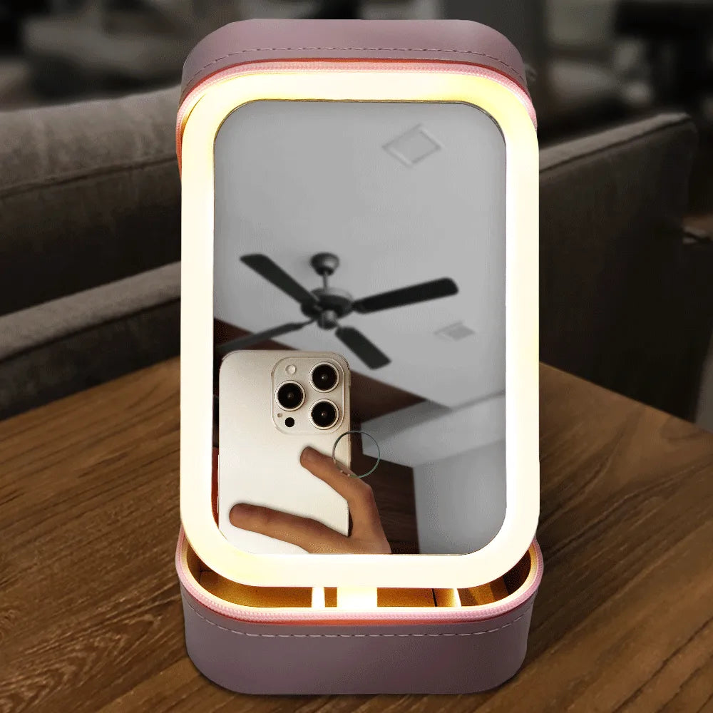 Gift For Bestie,Love - Grow An Old Friend - Personalized Makeup Box With LED Mirror