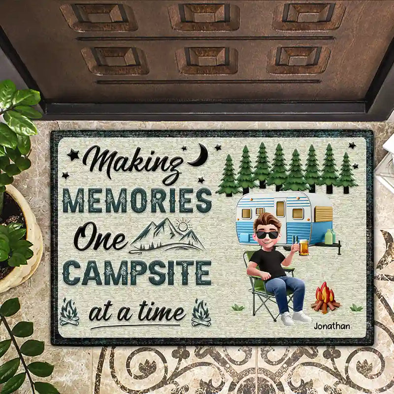 Happy,Camping,Campsite,Gift For Husband,Gift For Boyfriend,Gift For Wife,Gift For Girlfriend,Gift For Couples - Making Memories One Campsite At A Time - Personalized Doormat