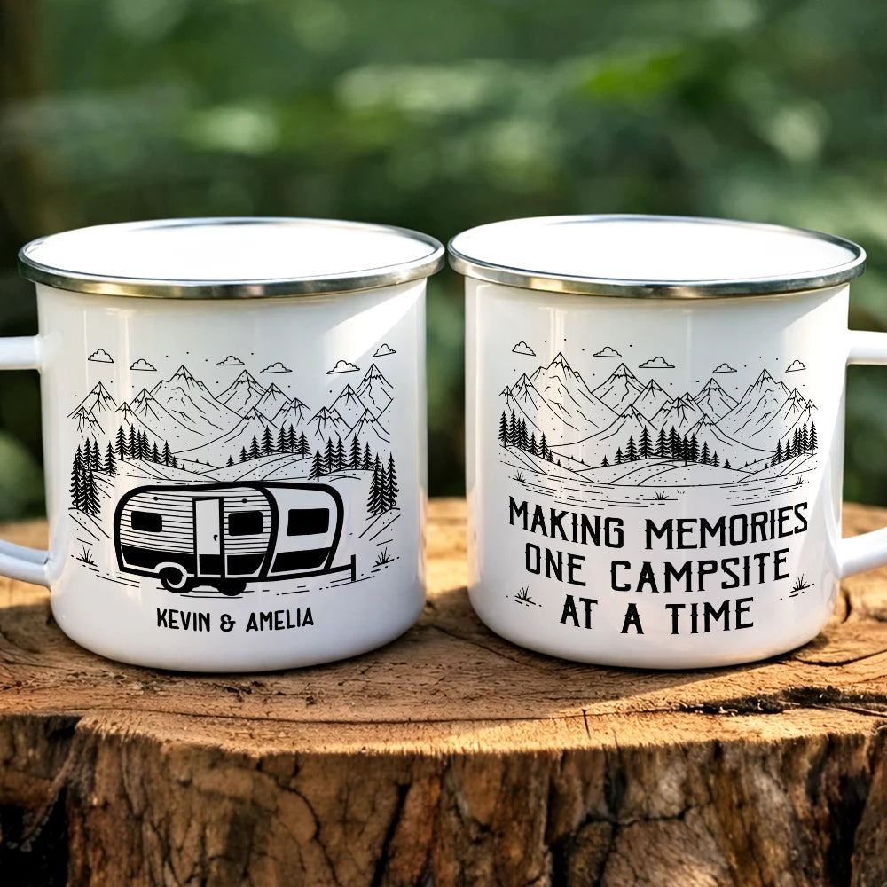 Making Memories One Campsite At A Time - Personalized Enamel Mug