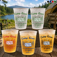 Playful,Camping,Family,Summer,Custom Text - Making Memories One Campsite At A Time Party - Personalized Frosted Cups
