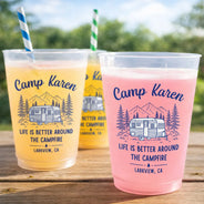 Playful,Camping,Family,Summer,Custom Text - Making Memories One Campsite At A Time Party - Personalized Frosted Cups