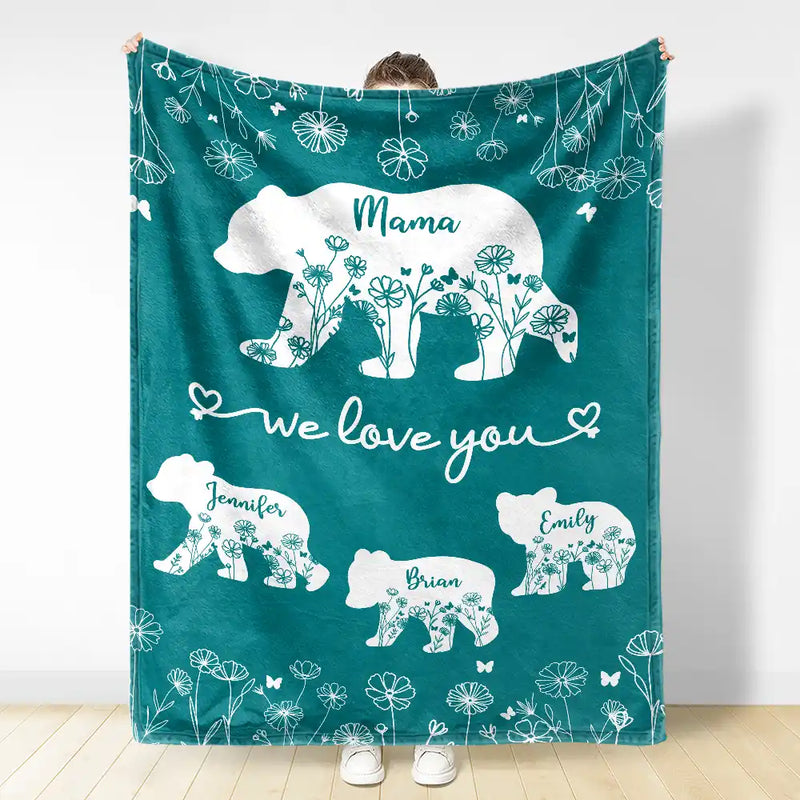 Gift For Mother,Love - Mama Bear We Love You - Personalized Fleece Blanket, Sherpa Blanket