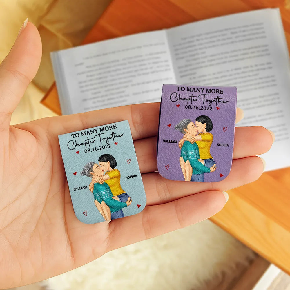 Wedding Anniversary,Reading,Gift For Couples,Gift For Husband,Gift For Wife,Happy - Many More Chapter Together Anniversary Couple, 3rd Anniversary - Personalized Leather Magnetic Bookmark