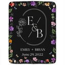 Gift For Couples, Wedding Anniversary, Married, Love - Married Couple Birth Flower Letter - Personalized Fleece Blanket, Sherpa Blanket