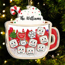 Happy,Christmas,Gift For Couples,Married ,Gift For Grandparents,Parents,Family - Marshmallows Family Dog Cat - Personalized 3-Layered Acrylic Shaker Ornament