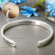Gift For Yourself,Gift For Women,Gift For Men - Medical ID Health Condition - Personalized Bangle Bracelet Cuff