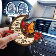 Gift For Mother,Gift For Father,Custom Photo,Memorial,Sad - Memorial Angels Watching Over Me - Personalized Custom Shaped Car Visor Clip