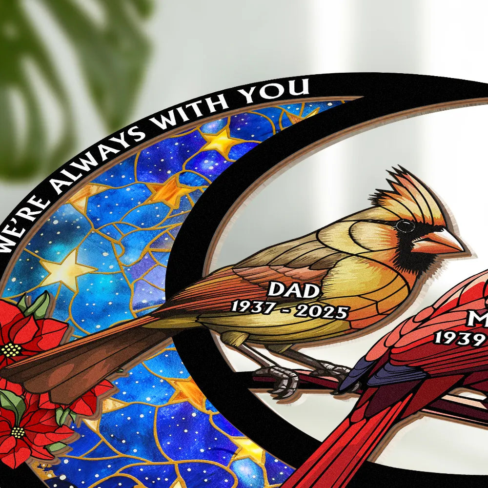 Memorial, Gift For Yourself, Gift For Women, Gift For Men, Sad - Memorial Cardinal On The Moon - Personalized Plug-in Night Light