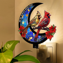 Memorial, Gift For Yourself, Gift For Women, Gift For Men, Sad - Memorial Cardinal On The Moon - Personalized Plug-in Night Light