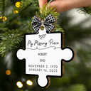 Memorial,Gift For Women,Gift For Men,Family,Sad,Top Market - Memorial Family Our Missing Piece - Personalized Custom Shaped Wooden Ornament