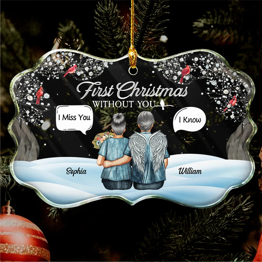Memorial First Christmas Without You - Personalized Medallion Glass Ornament