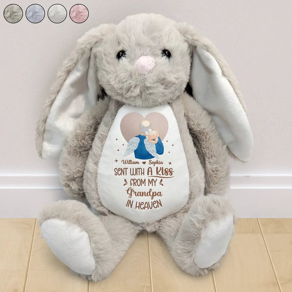 Memorial Sent With A Kiss From My Great Grandma In Heaven - Personalized Soft Toy Bunny