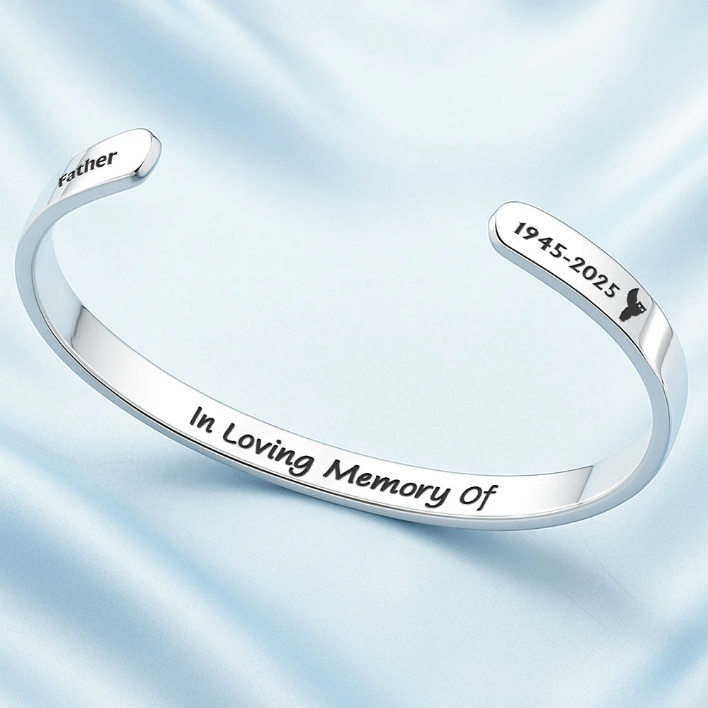 Memorial,Family,Sad - Memorial Your Wings Were Ready - Personalized Bangle Bracelet Cuff