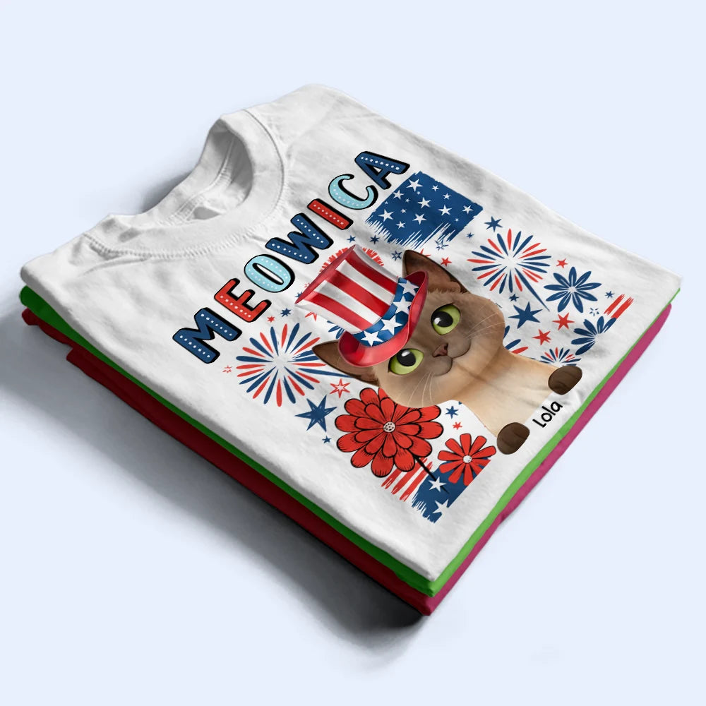 Funny,Cat Lovers,Pet Lovers,Independence Day - Meowica Independence Day - Personalized T Shirt