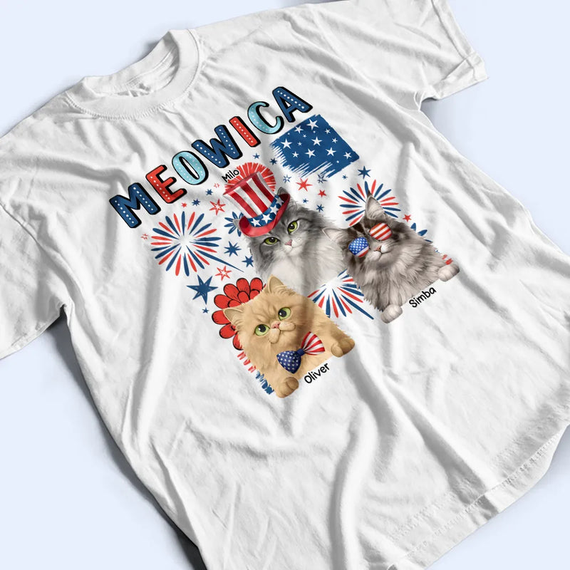Funny,Cat Lovers,Pet Lovers,Independence Day - Meowica Independence Day - Personalized T Shirt