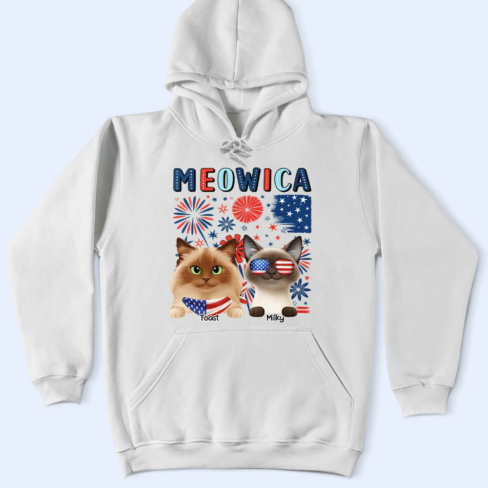 Funny,Cat Lovers,Pet Lovers,Independence Day - Meowica Independence Day - Personalized T Shirt