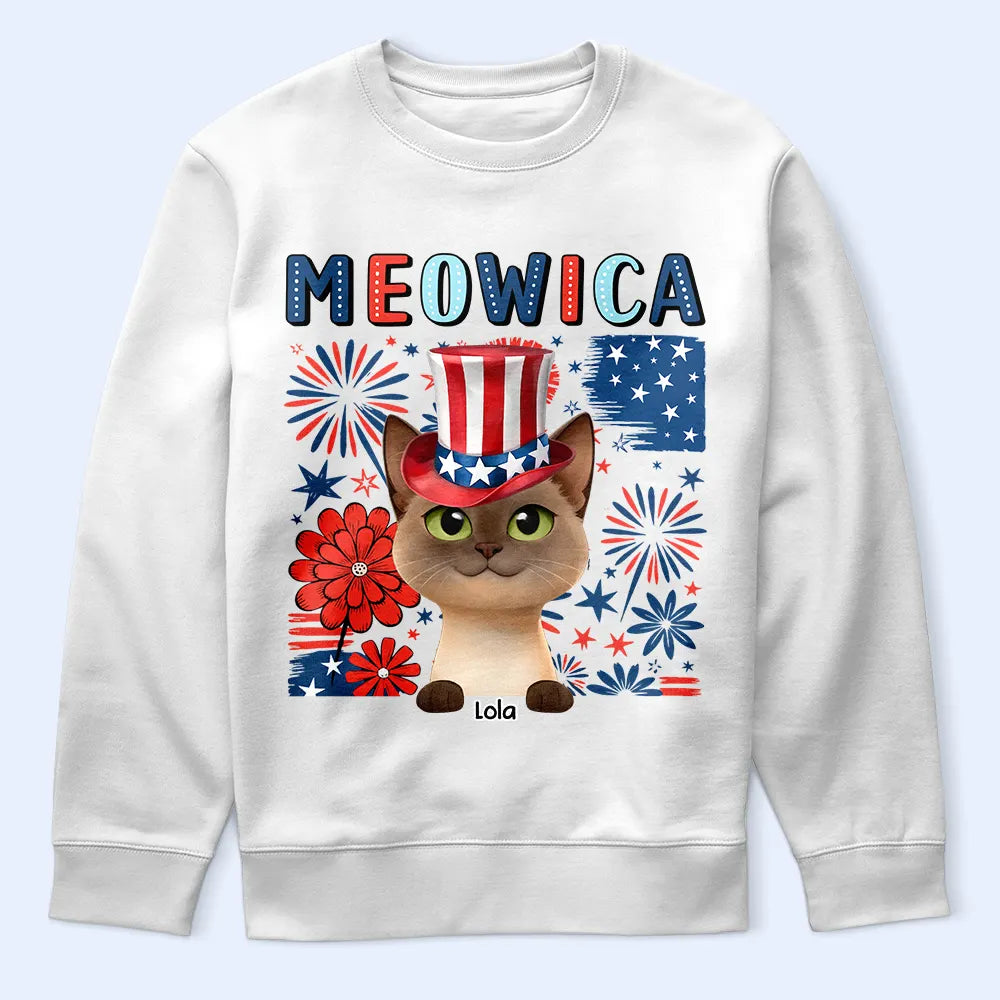 Funny,Cat Lovers,Pet Lovers,Independence Day - Meowica Independence Day - Personalized T Shirt