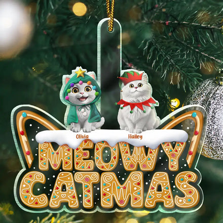 Meowy Catmas - Personalized Custom Shaped Acrylic Ornament