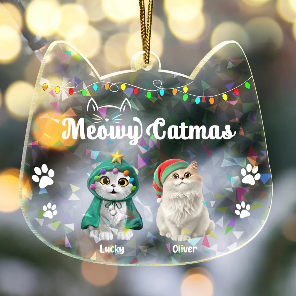 Meowy Catmas - Personalized Holographic Acrylic Ornament