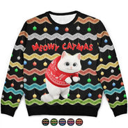 Cat Lovers, Funny - Meowy Catmas 3D Effect Hanging Cat Fun Tinsel - Personalized Unisex Ugly Sweater