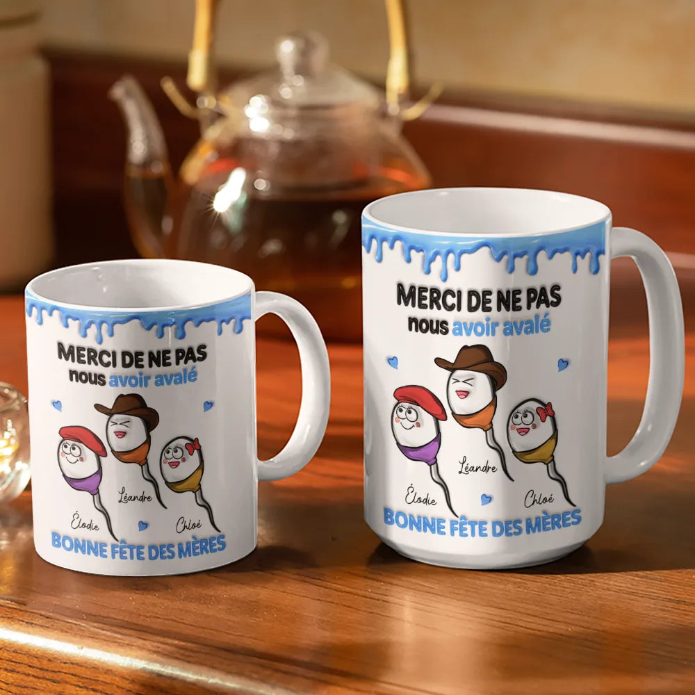 Gift For Mother,Gift For Women,Funny,French,French,Top Market,Non-Eng,Icon - Merci De Ne Pas Avoir Avalé - Impression Effet 3D Gonflé - Tasse Personnalisée