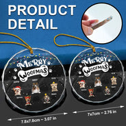 Dog Lovers,Dog Mom,Dog Dad,Happy,Christmas - Merry Woofmas - Personalized Circle Glass Ornament