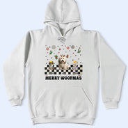 Happy, Dog Lovers, Christmas - Merry Woofmas Retro - Personalized T Shirt