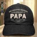 Gift For Yourself,Gift For Men,Gift For Grandpa,Gift For Father,Gift For Mother,Gift For Grandma,Love,French - Mes Personnes Préférées M’Appellent Papa - Casquette En Denim Vintage Délavé Personnalisée