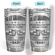 Top Market,Proud,Icon - Metal Effect Hand Punch Watching You Be A Dad - Personalized Tumbler