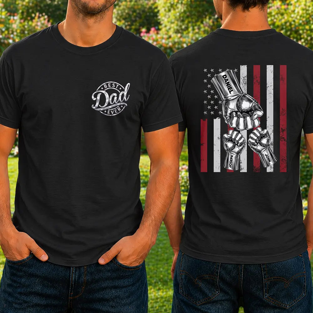 Metal Effect Best Dad Grandpa Ever - Personalized T Shirt