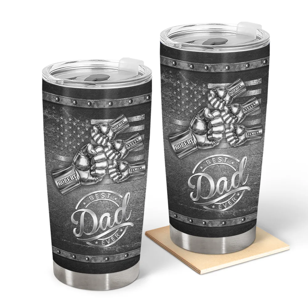 Gift For Father,Gift For Grandpa,Independence Day,Icon,Confident - Metal Effect Best Dad Grandpa Ever - Personalized Tumbler