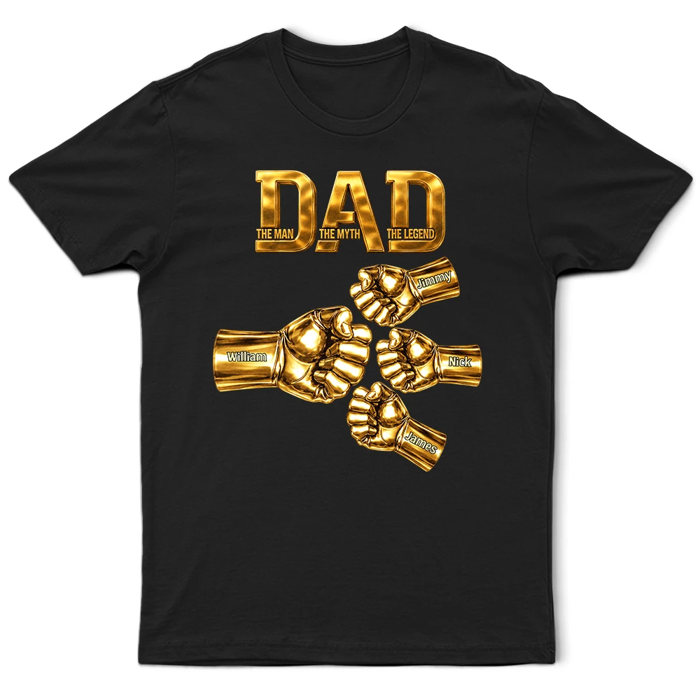 Metal Effect Dad The Man The Myth The Legend Hand Punch - Personalized T Shirt