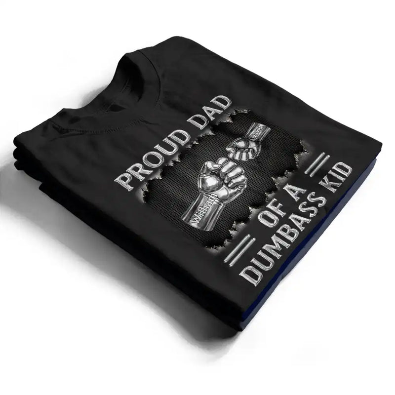 Gift For Father,Proud,Icon - Metal Effect Proud Dad Of A Few Kids - Personalized T Shirt