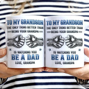Gift For Son,Top Market,Gift For Grandkids,Proud - Metal Effect Watching You Be A Dad - Personalized White Edge-to-Edge Mug