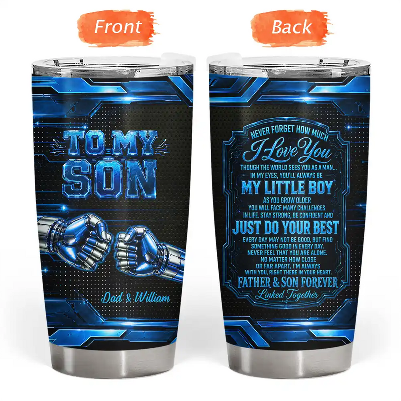 Top Market,Gift For Son,Dad - Son (Adult),Gift For Father,Gift For Children,Inspirational,Custom Text - Metallic Effect Just Do Your Best My Son My Daughter - Personalized Tumbler