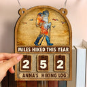 Happy,Gift For Yourself,Gift For Men,Gift For Women - Miles Hike This Year - Personalized Hanging Tracker Sign