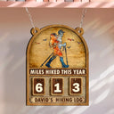 Happy,Gift For Yourself,Gift For Men,Gift For Women - Miles Hike This Year - Personalized Hanging Tracker Sign