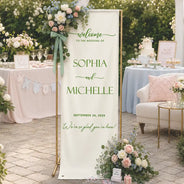 Top Market, Romantic, Gift For Couples, Wedding, Custom Text - Minimalist Welcome To The Wedding Of Us - Personalized Vertical Banner