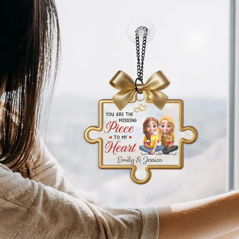 Gift For Couples,Gift For Husband,Gift For Wife,Gift For Boyfriend,Gift For Girlfriend,Love - Missing Pieces To My Heart - Personalized Window Hanging Suncatcher Ornament