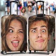 Christmas,Custom Photo,Gift For Couples,Humorous,Old Couples,Top Market,Upload Full Photo - Funny Gift For Travel Couples - Personalized Custom Photo Luggage Cover