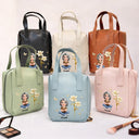 Gift For Yourself, Gift For Women, Happy - Blooming In Love Birth Month Flower - Personalized Leather Makeup Bag With Handle