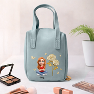 Gift For Yourself, Gift For Women, Happy - Blooming In Love Birth Month Flower - Personalized Leather Makeup Bag With Handle