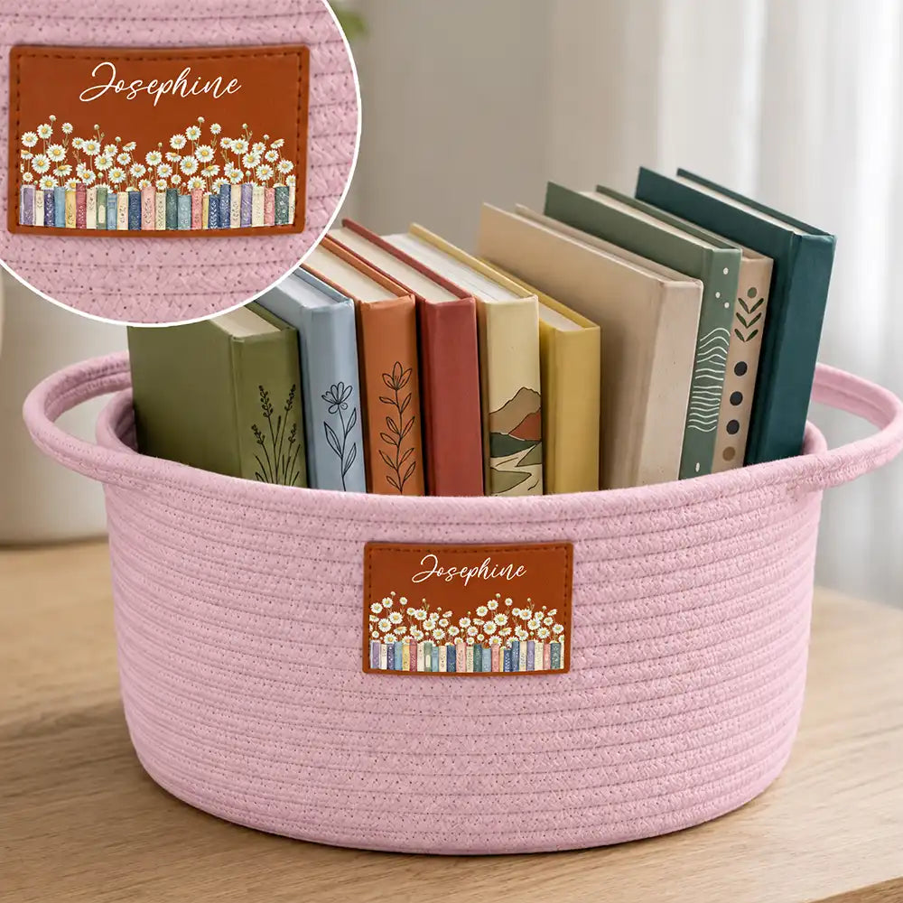 Confident,Gift For Women,Gift For Yourself,Gifts For Her,Icon,Reading - Gifts For Book Lovers - Personalized Birth Flower Woven Rope Basket
