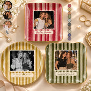 Afro Besties,Christmas,Custom Photo,Gift For Bestie,Humorous,Top Market,Upload Full Photo - Birthday Gift For Besties - Personalized Custom Photo Stripe Pattern Ring Dish