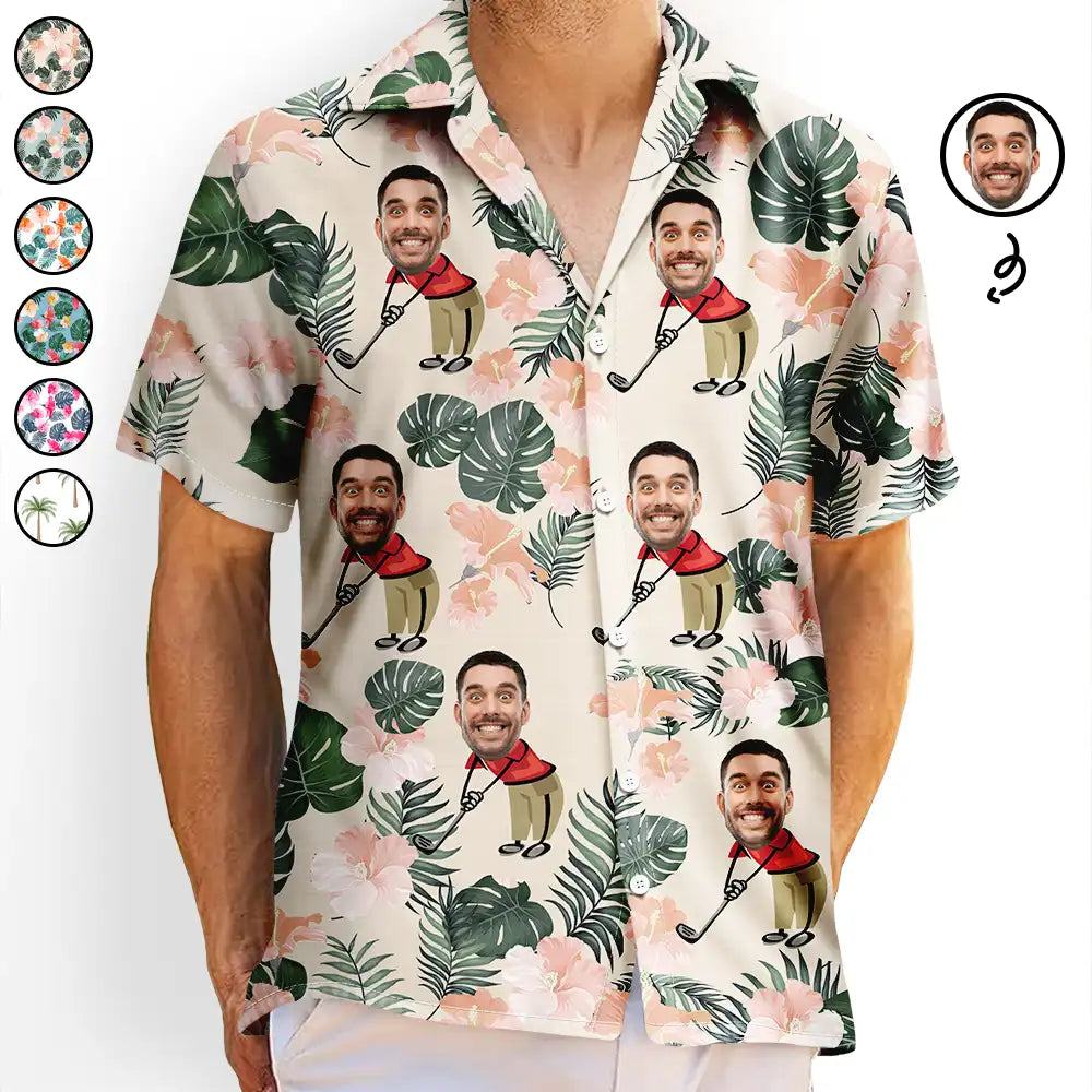 Gift For Men, Gift For Grandpa, Grandpa's Hobby, Dad's Hobby, Gift For Yourself, Funny, Gift For Husband, Gift For Boyfriend, Gift For Father, Sport Dad, Golf - Custom Photo Golf Lovers Funny Art - Personalized Hawaiian Shirt