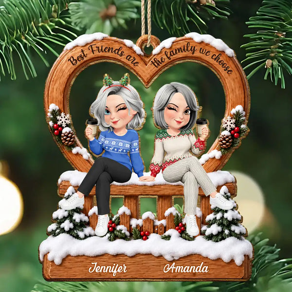 Bestie Keepsake - Personalized Floral Family We Choose Wooden Ornament