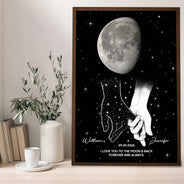 Christmas, Gift For Yourself, Gifts For Her, Gifts For Him, Memorial, Memorial Loved One, Moon Phase, Sentimental, Top Market - Sympathy Gift For Loss Of Loved One - Personalized Moon Phase Holding Hands Poster